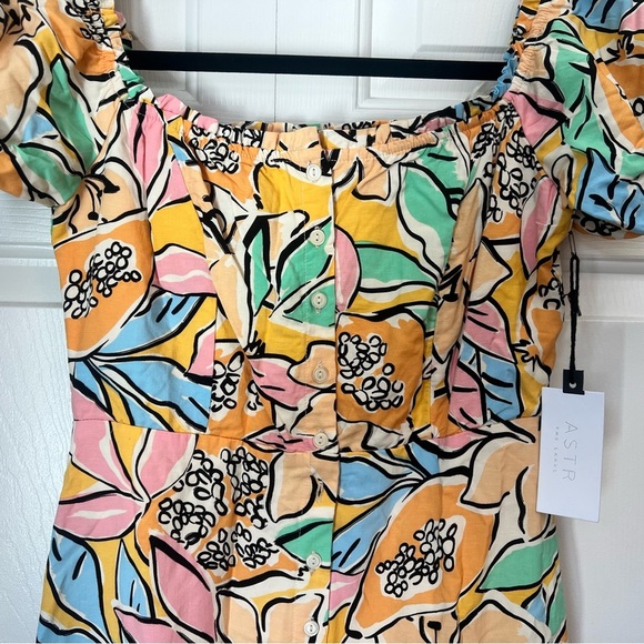ASTR The Label Saveria Tropical Papaya Off the Shoulder Maxi Dress S - Picture 8 of 12